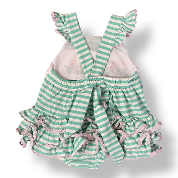 Seven Lantern Lane Babies Floral Striped Bubble Size 6M Pink Green‎ - Picture 6 of 7